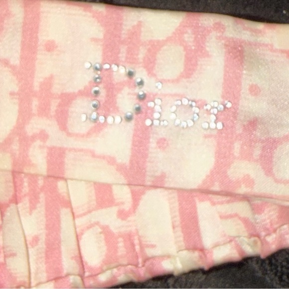 Dior Accessories - Authentic Dior Rare Vintage Silk Pink Logo Embellished crystals Scarf headband